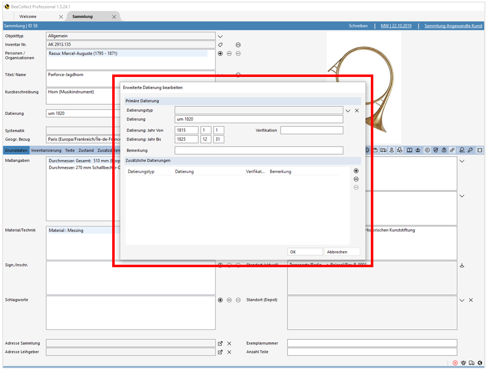 Erweiterte Datierung bearbeiten Erweiterte Datierung bearbeiten