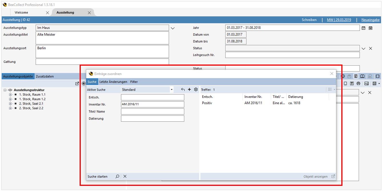 Dialogfenster Einträge zuordnen Dialogfenster Einträge zuordnen