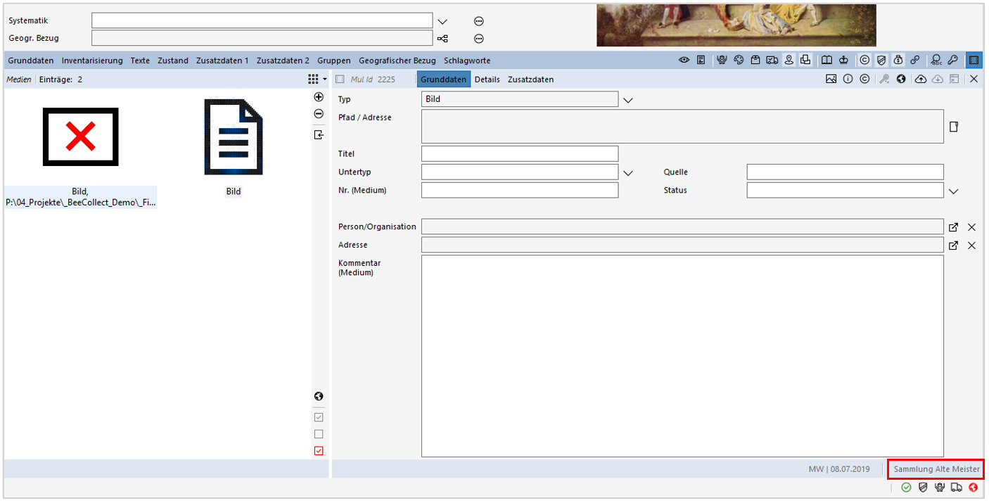 Anzeige Container Register Medien Anzeige Container Register Medien