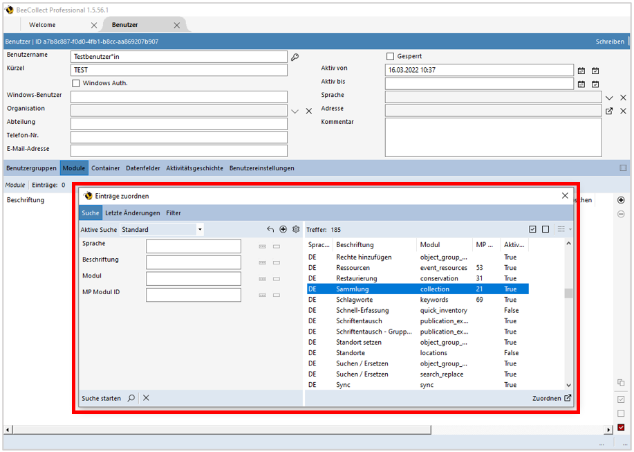 Modulzuordnung Modul Benutzer Modulzuordnung Modul Benutzer