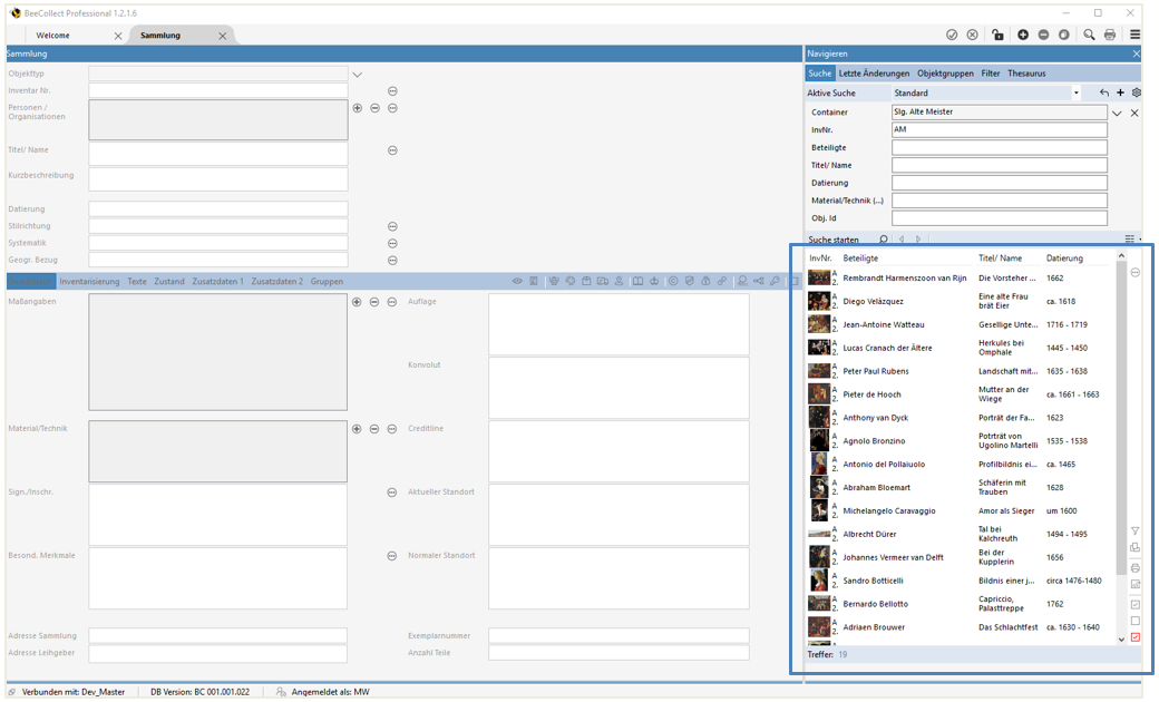 Ergebnisbereich Suche, Listenansicht Ergebnisbereich Suche, Listenansicht