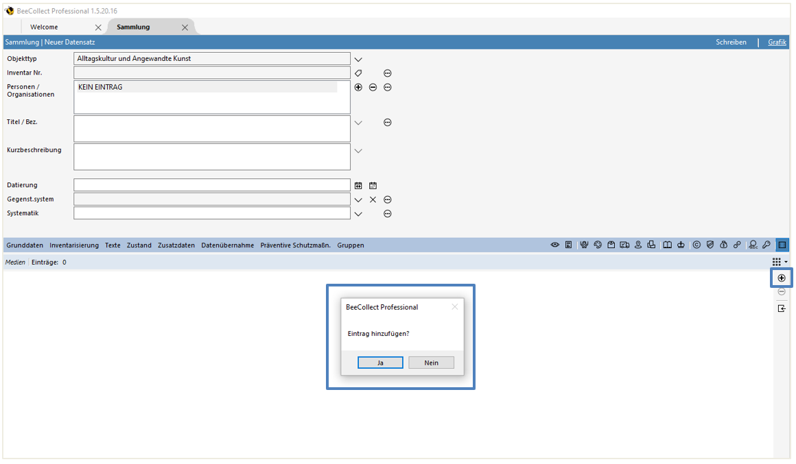 Ein neues Medium hinzufügen Ein neues Medium hinzufügen