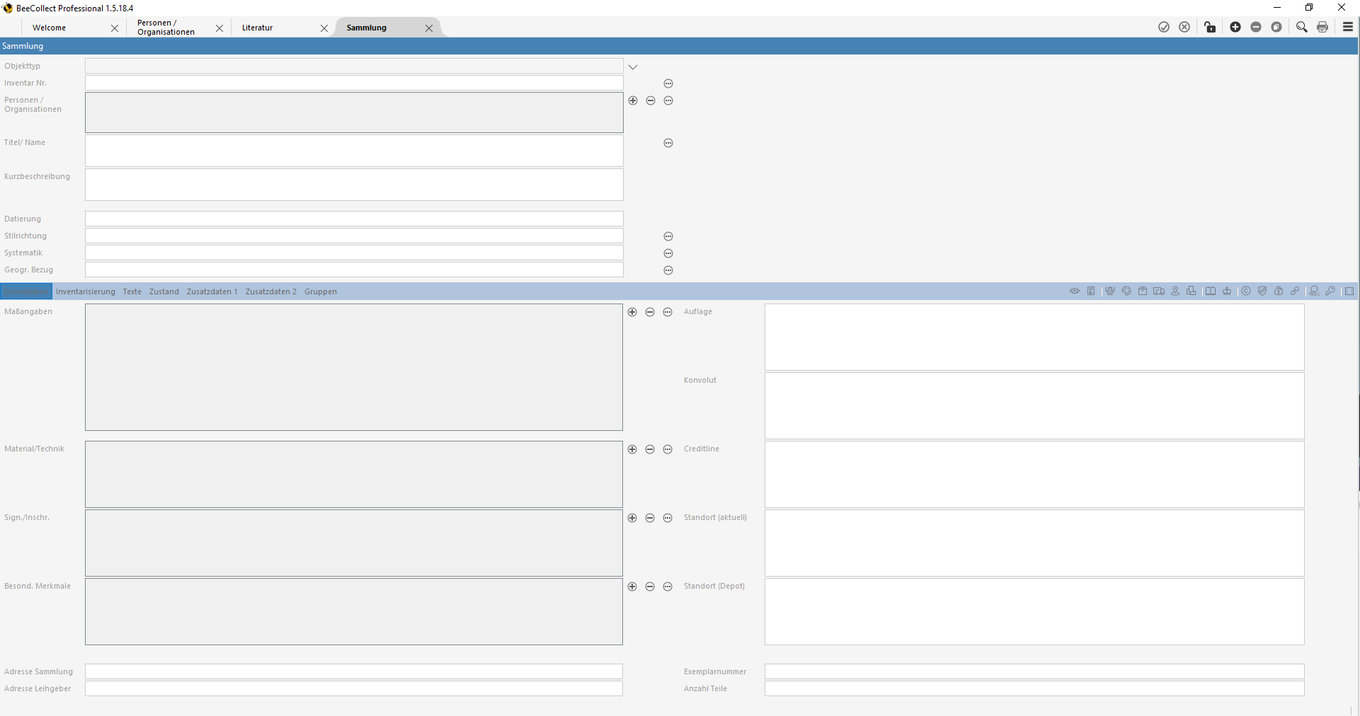 Leere Datenmaske, Modul Sammlung Leere Datenmaske, Modul Sammlung