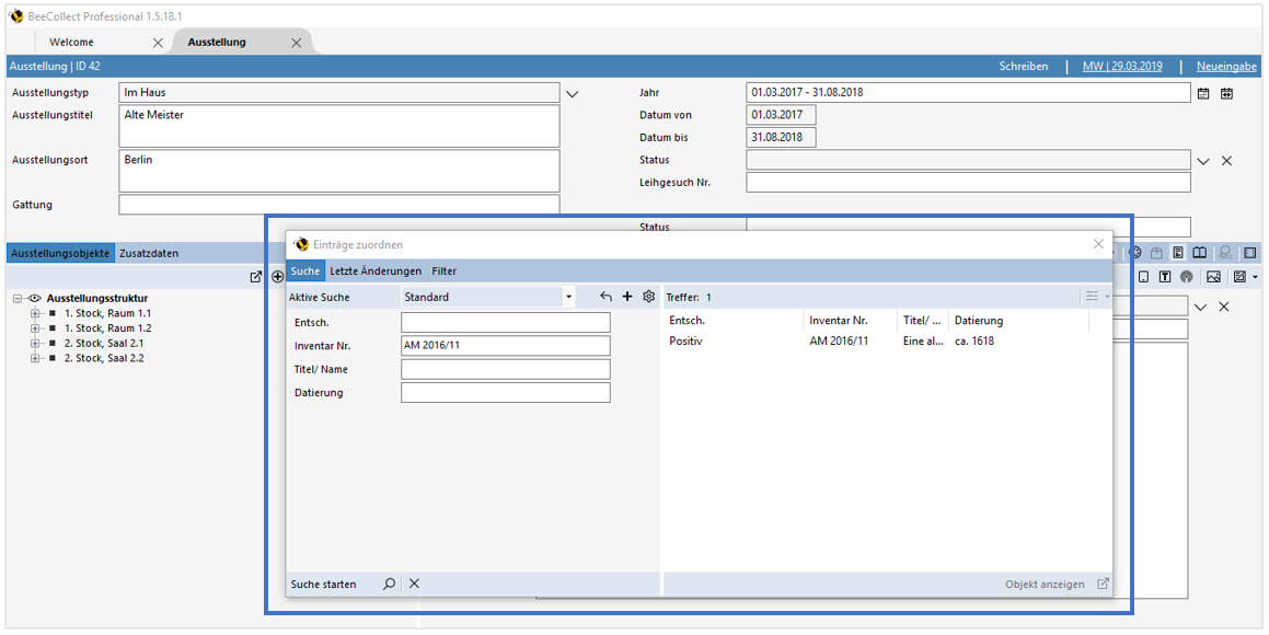 Dialogfenster Einträge zuordnen Dialogfenster Einträge zuordnen
