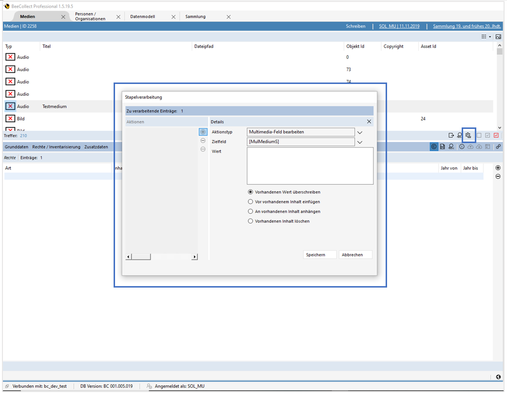 Dialogfenster Stapelverarbeitung Dialogfenster Stapelverarbeitung