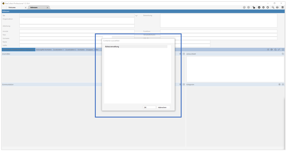 Fenster Container auswählen Fenster Container auswählen