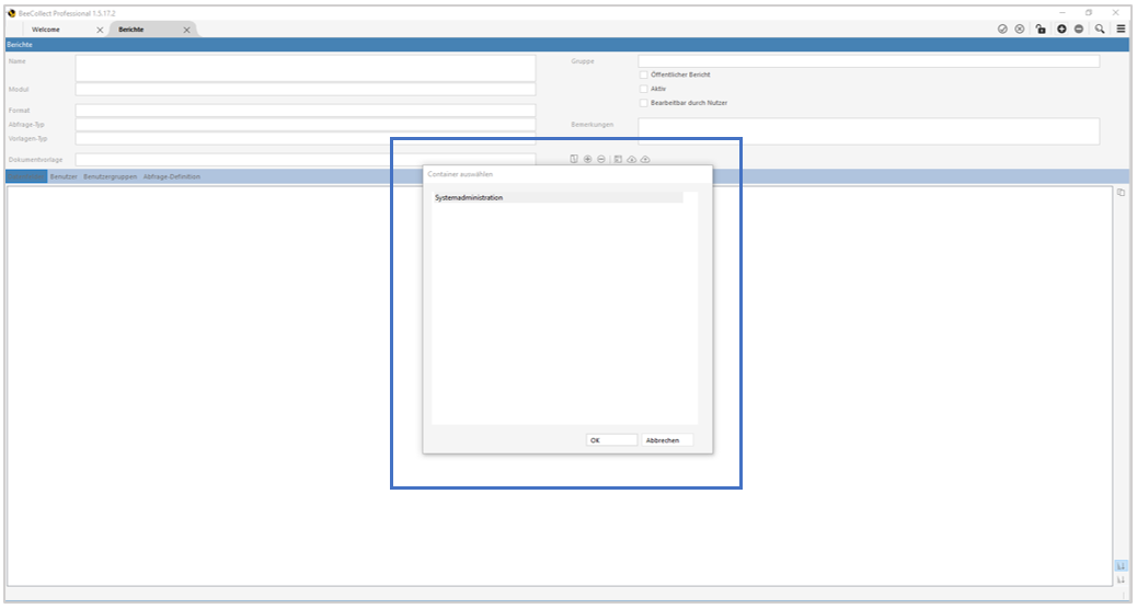 Fenster Container auswählen Fenster Container auswählen