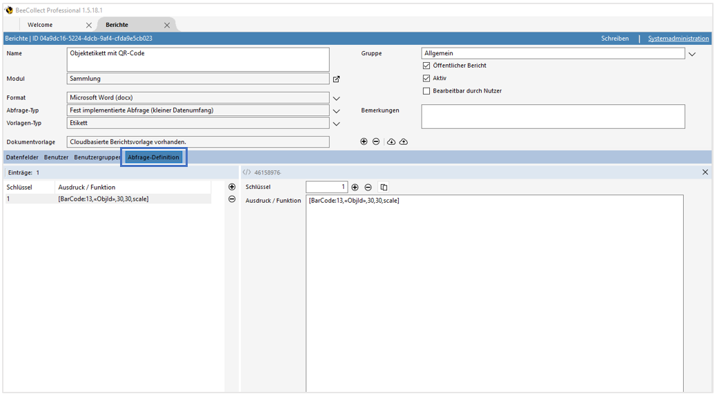 Register Abfrage-Definition Register Abfrage-Definition
